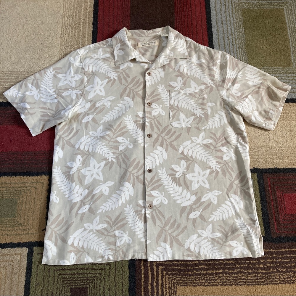 Island Republic Floral Men's Silk Camp Collar Shirt Size L
